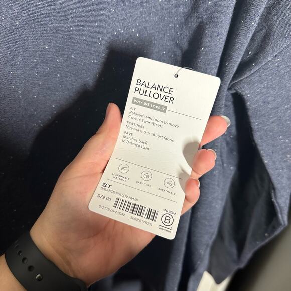 NEW Athleta Balance Pullover Navy Blue Multi Nap Size Small Tall Athleisure - Picture 5 of 11